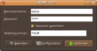 Hauptfenster von Gnome-PPP